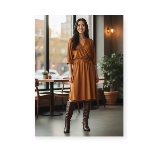 Luxe: new Goldenbleu ♔ Carly Fold Over Wedge Heel Tall Leather Boots ♔ Taupe ♔ - Picture 15 of 16